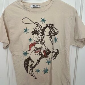 Anthropologie Letluv Cowgirl and Horse Graphic Boyfriend Tee
